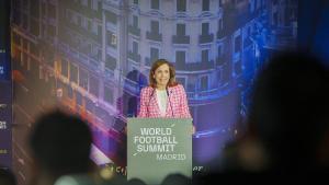 Marian Otamendi, CEO del World Football Summit, durante la inauguración de la última edición del congreso celebrada en Madrid.