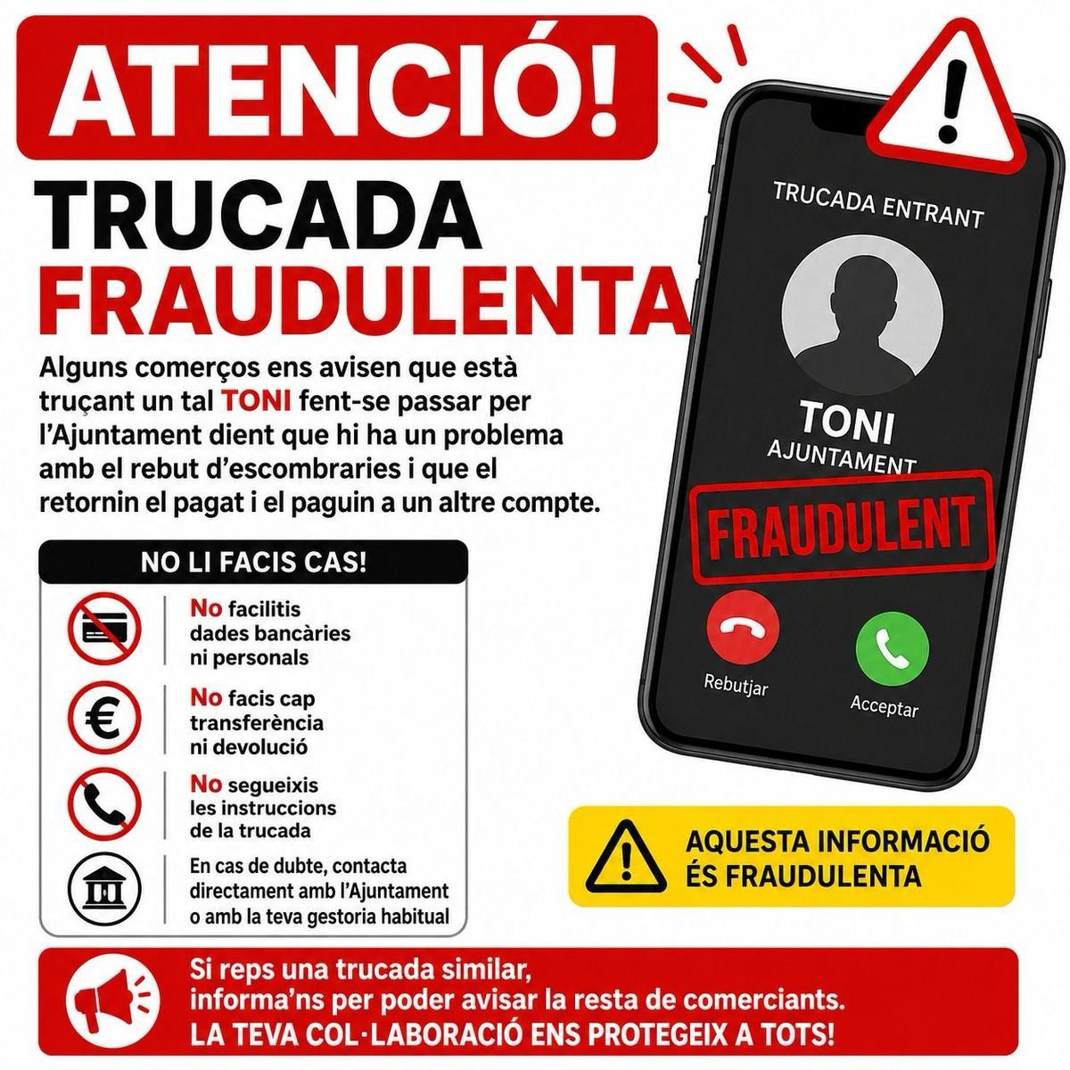 Alerten d'un intent d'estafa a comerciants de Figueres.
