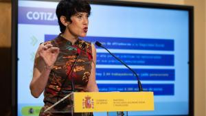 La ministra de Inclusión, Seguridad Social y Migraciones, Elma Saiz, ofrece una rueda de prensa, en el Ministerio de Inclusión, Seguridad Social y Migraciones, a 9 de enero de 2025, en Madrid (España).