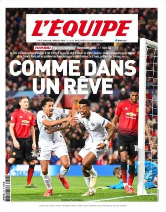 Portada L'ÉQUIPE miércoles 13 de febrero 2019