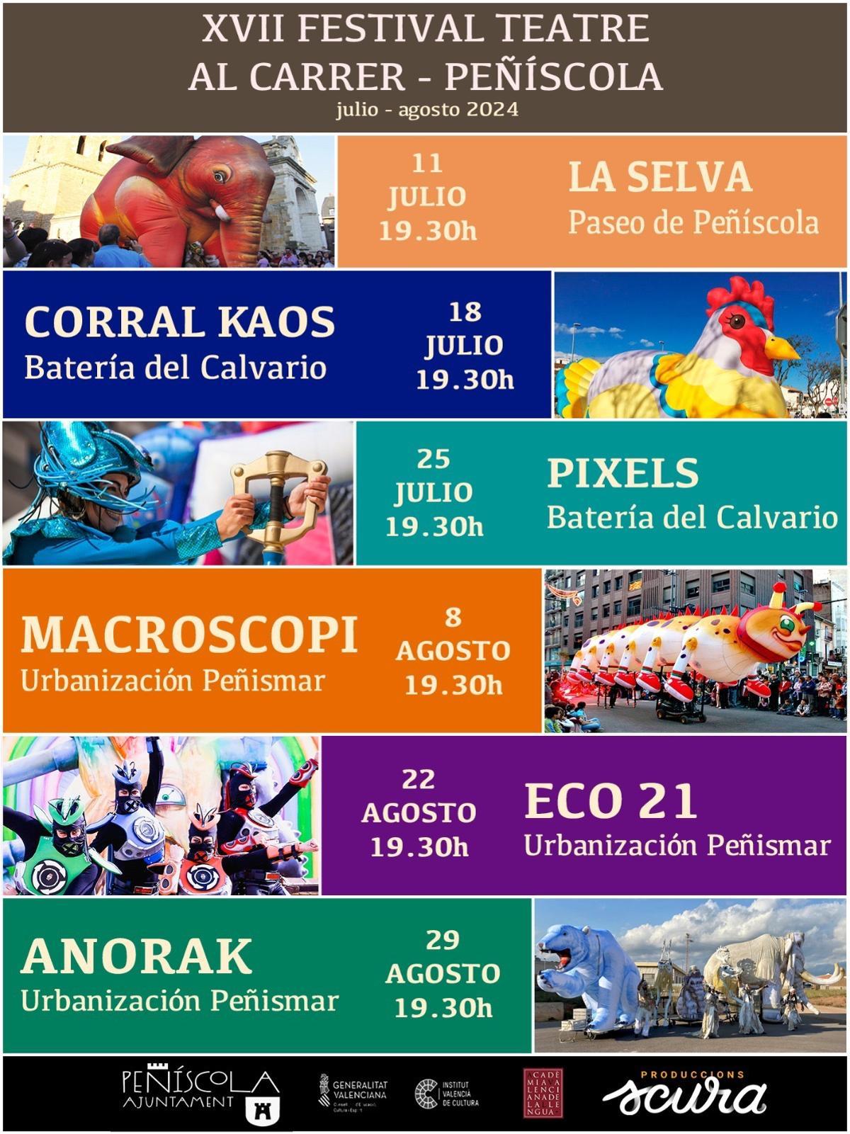 Cartell del programa del XVII Festival Teatre al Carrer.