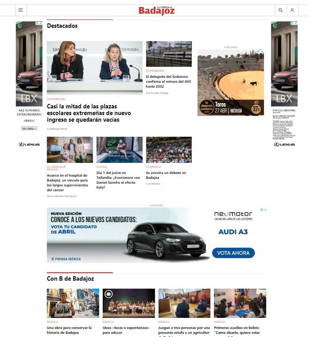 Portada de la nueva web de La Crónica de Badajoz