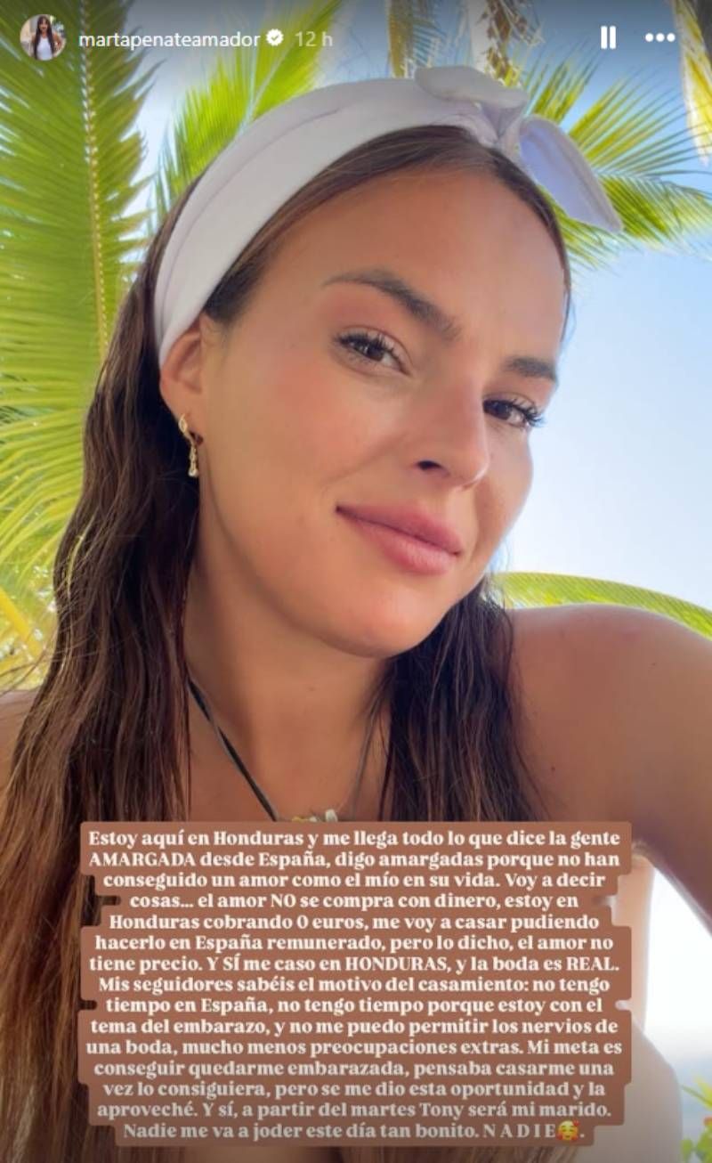 Marta Peñate explica los motivos de su boda con Tony Spina