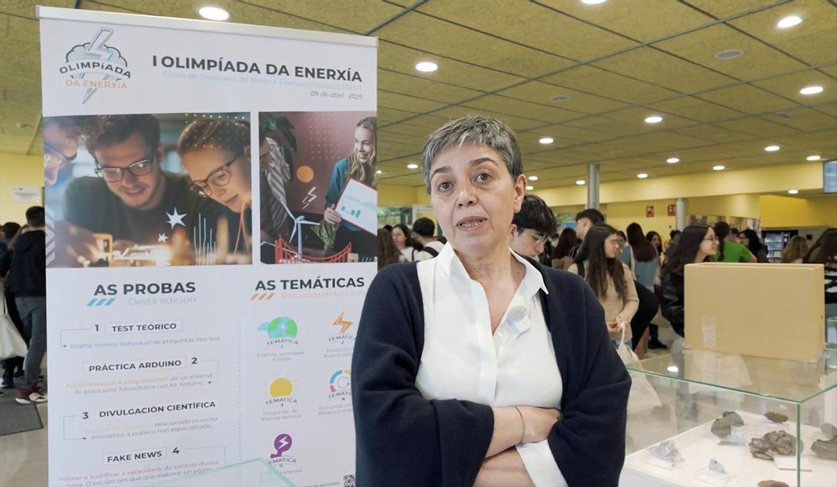 Elena Alonso, directora de la Escola de Enxeñaría de Minas, durante la Olimpiada de Energía de España.