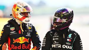 Max Verstappen y Lewis Hamilton.