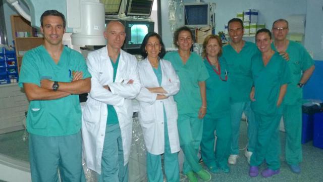 Parte del equipo de Hemodinámica en el quirófano.