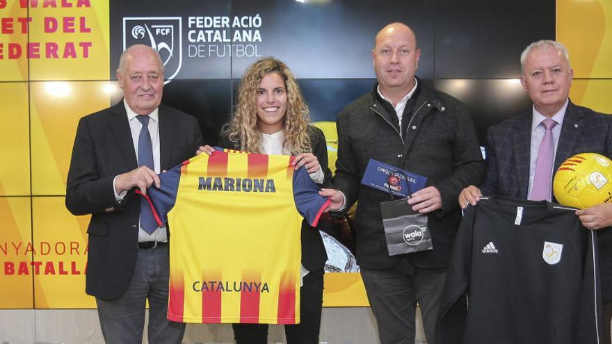 Joan Soteras, Mariona Batalla, Jordi Bonet i Josep Llaó avui en l&#039;entrega del premi.