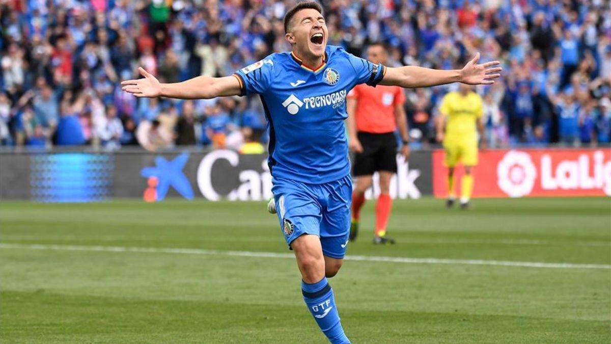 Portillo celebra un gol con el Getafe