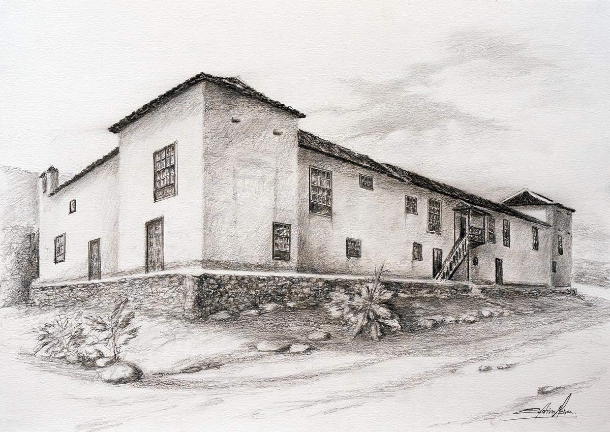 Dibujo de la Hacienda La Gorvorana, en la que Matías de Gálvez empezó su aventura tinerfeña, como administrador.