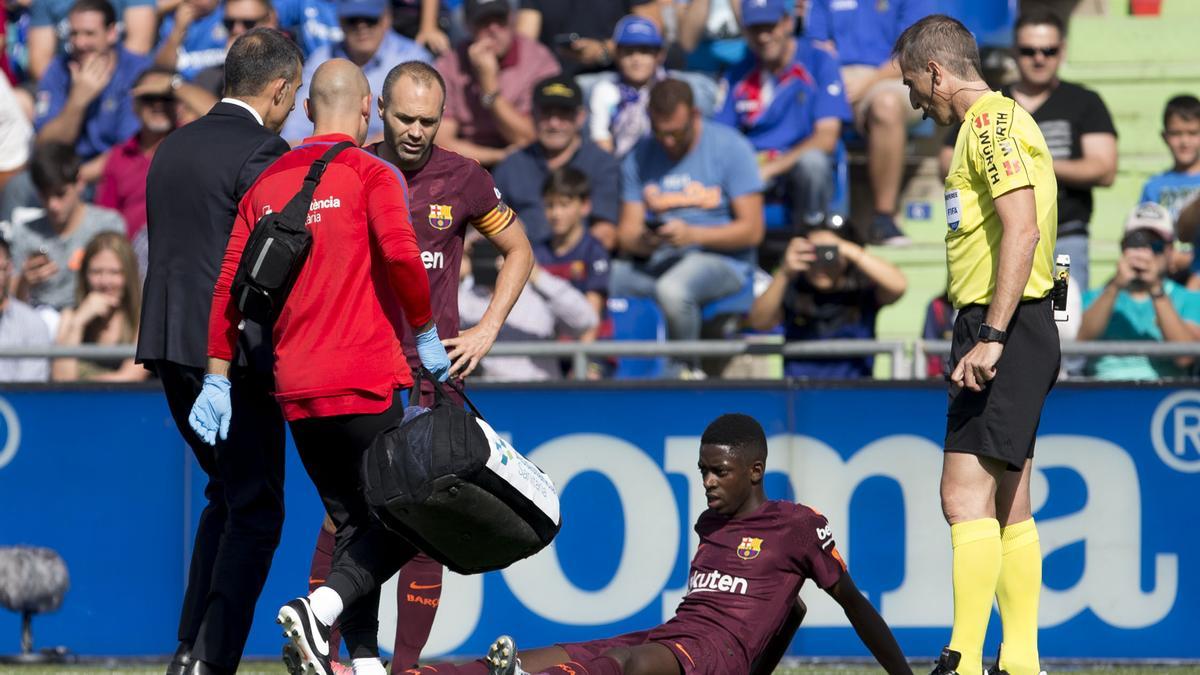 4. La primera lesión  de Dembélé con el Barça, en Getafe