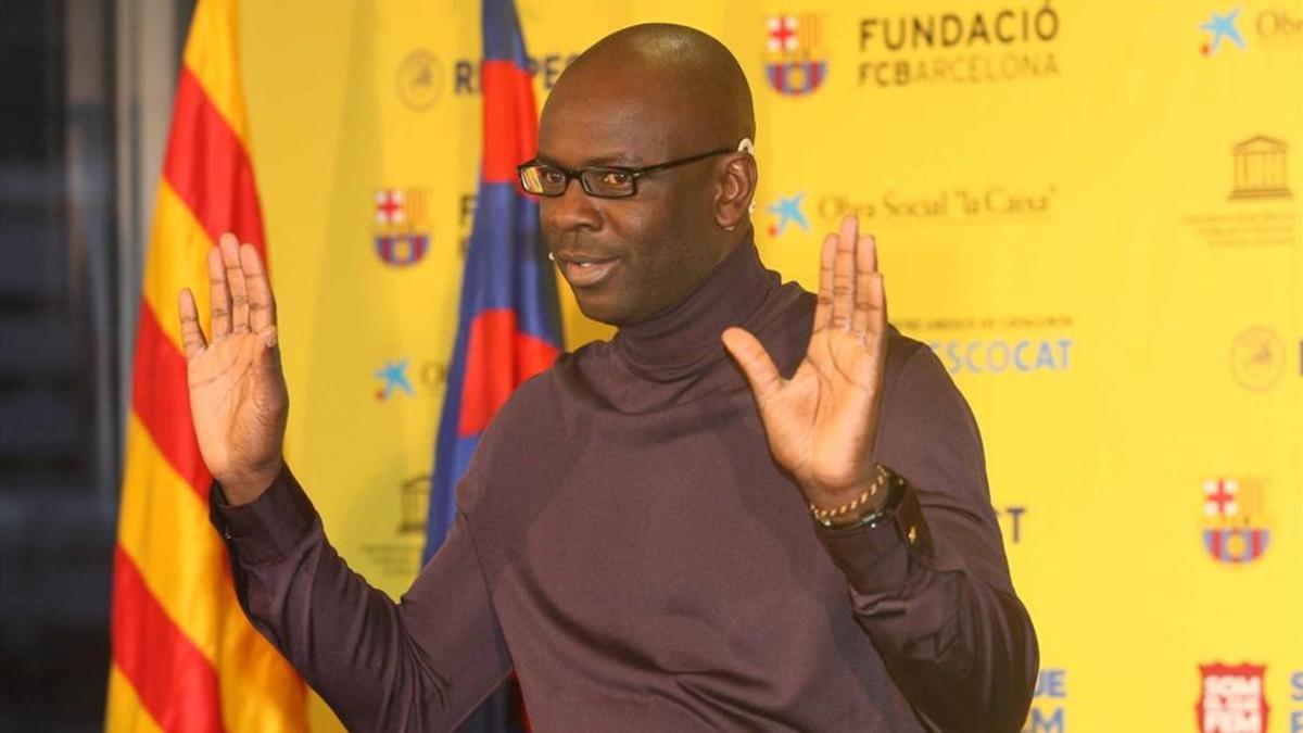 Lilian Thuram durante una conferencia en Barcelona