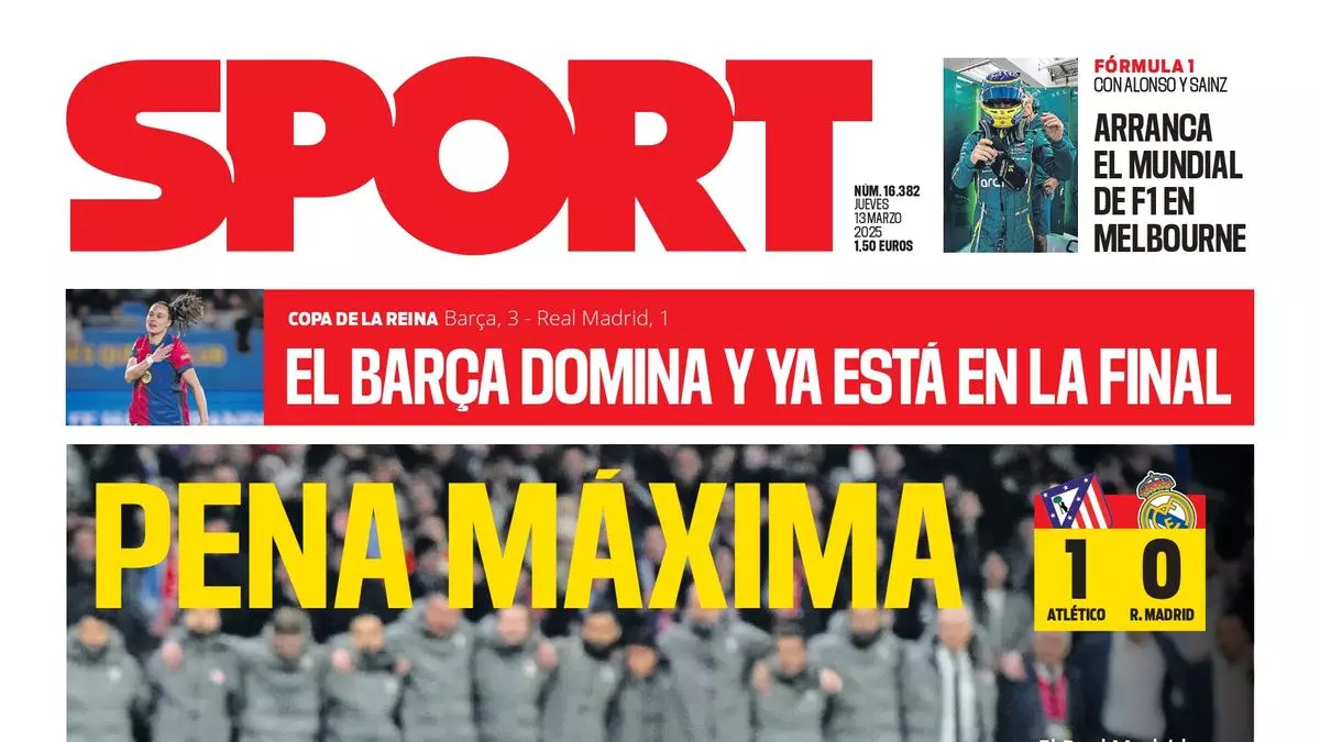 La portada de SPORT de hoy jueves, 13 de marzo de 2025