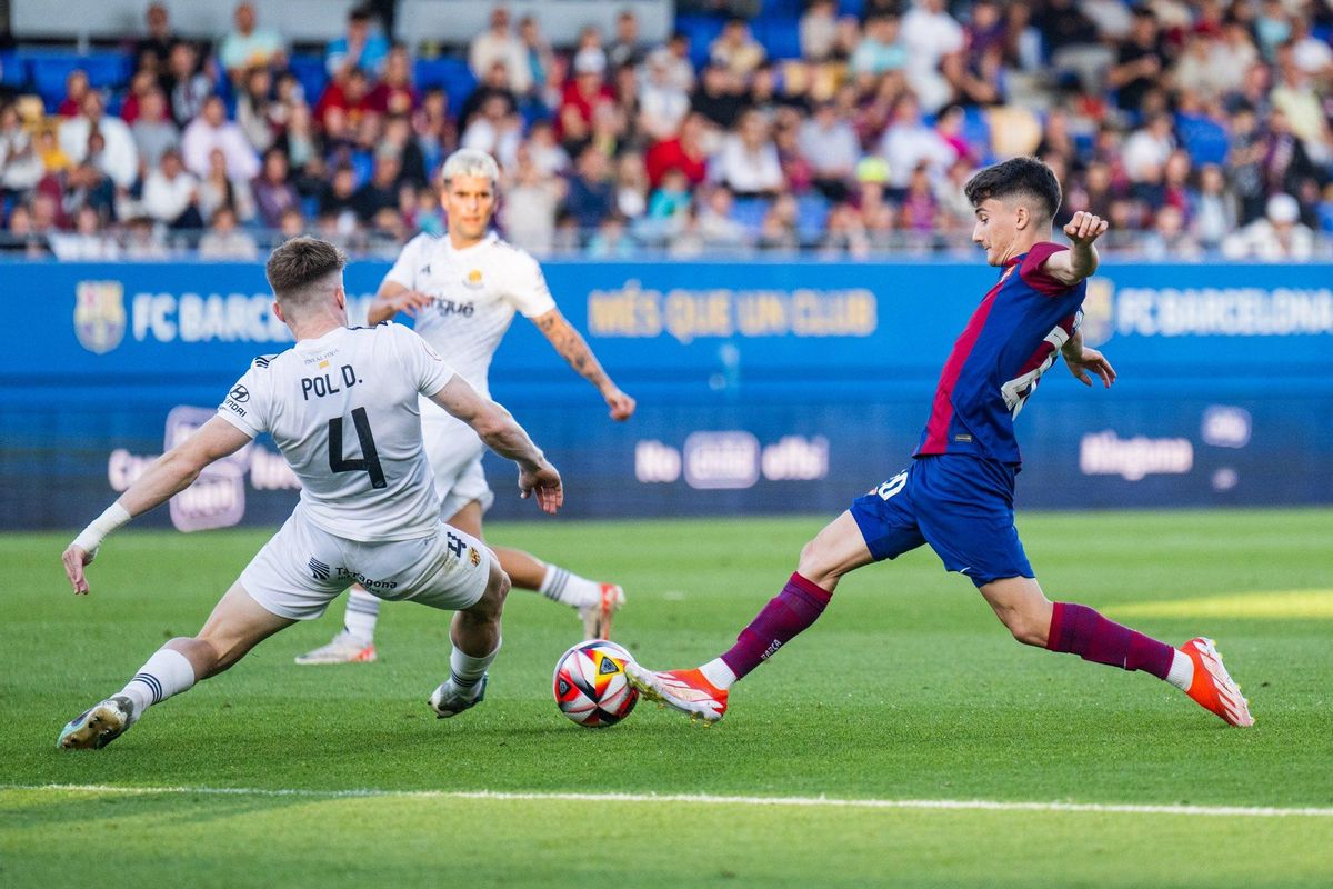 Lance del encuentro entre el Nástic de Tarragona y el Barcelona B.