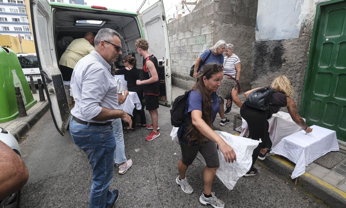 Los animales llegaron en furgoneta y tapados con sábanas para reducir sus estrés tras la castración.