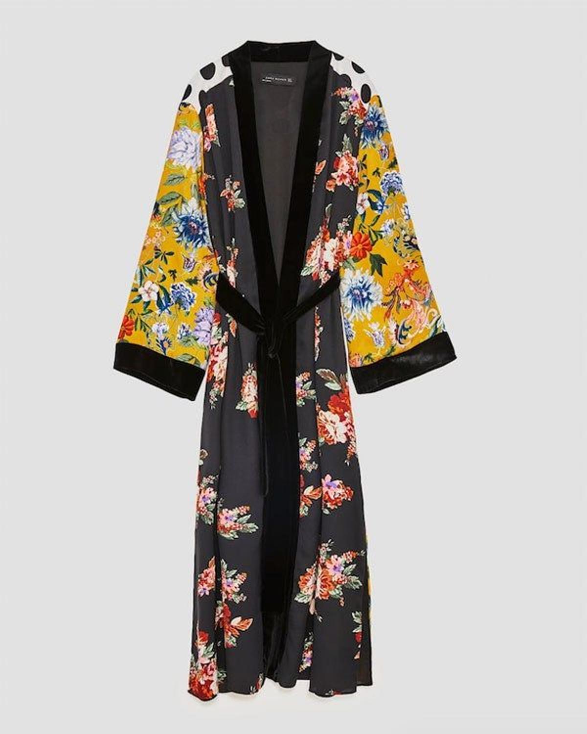 Kimono patchwork combinado de Zara