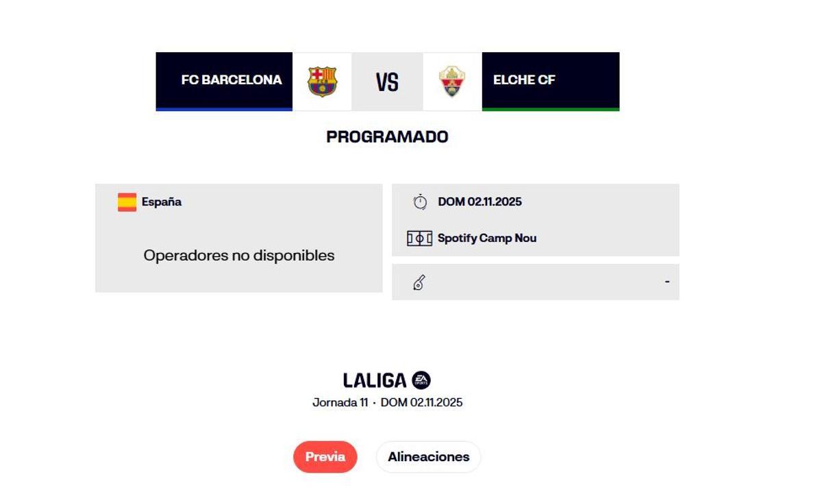 El Barça-Elche, en el Spotify Camp Nou