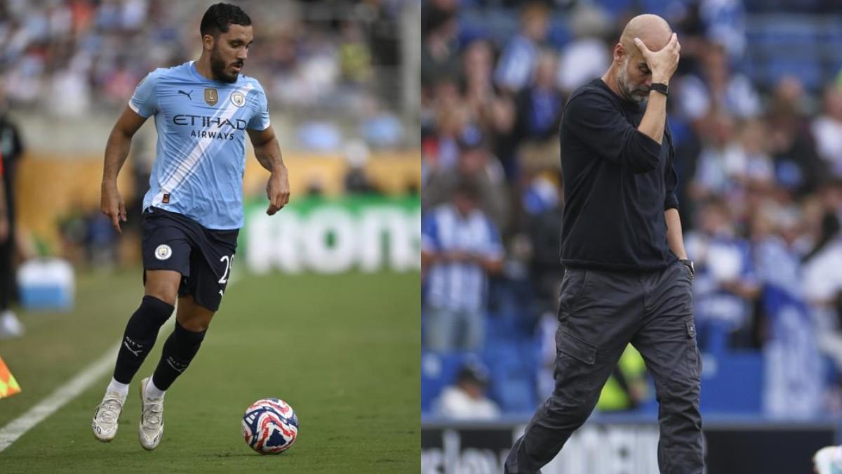 Cherki y Guardiola, en el Manchester City