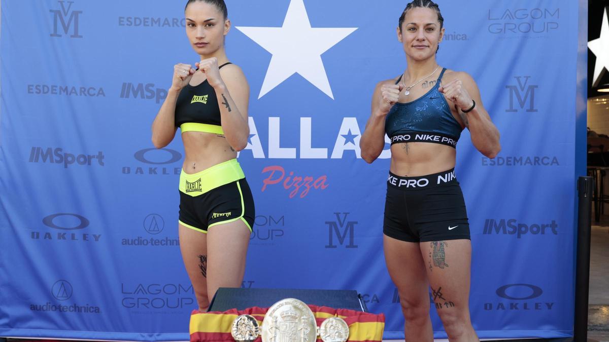 Tania Álvarez y Natali Francesca, en el pesaje previo al Campeonato de España súper gallo