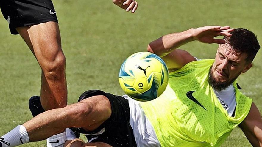 Genaro, durante el entrenamiento de este miércoles