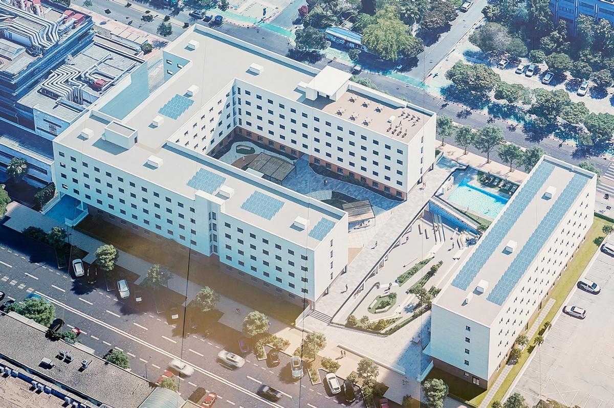 Obras de la futura macrorresidencia de La Cartuja