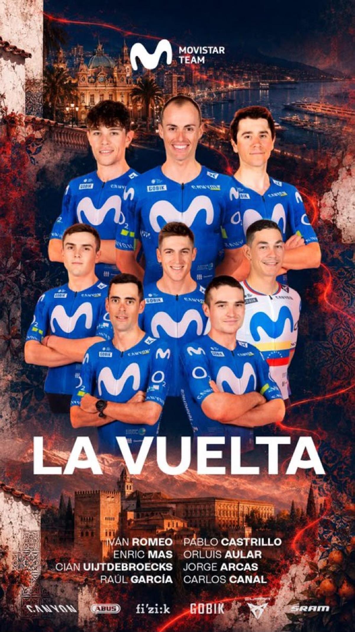 El cartel del equipo Movistar.