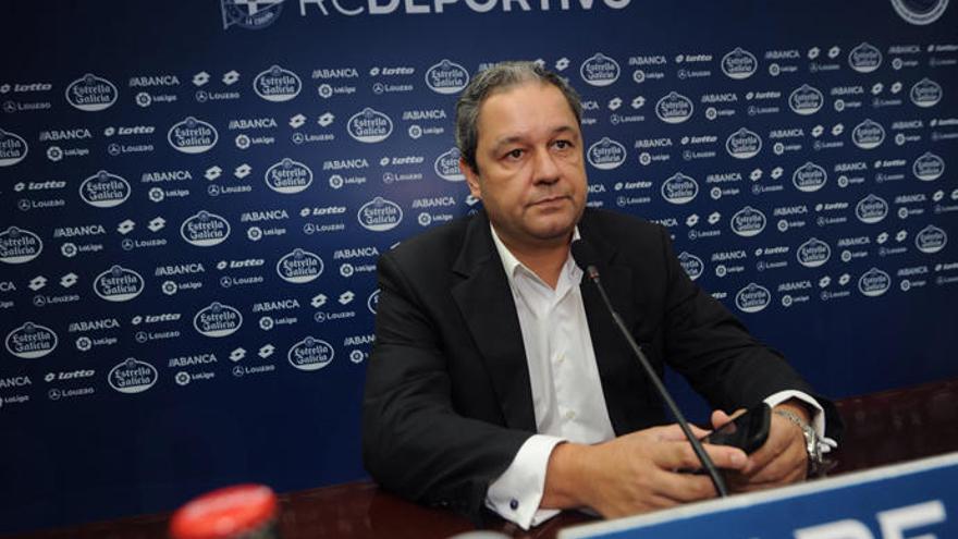 El presidente del Deportivo, Tino Fernández, hoy en Riazor.