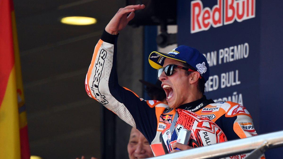 Marc Márquez (Honda) celebra su victoria en el circuito de Jerez - Angel Nieto