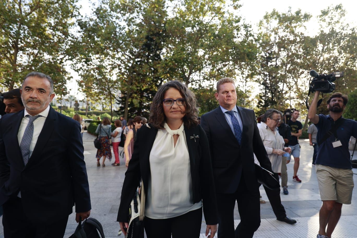 Mónica Oltra a su llegada a la Ciudad de la Justicia