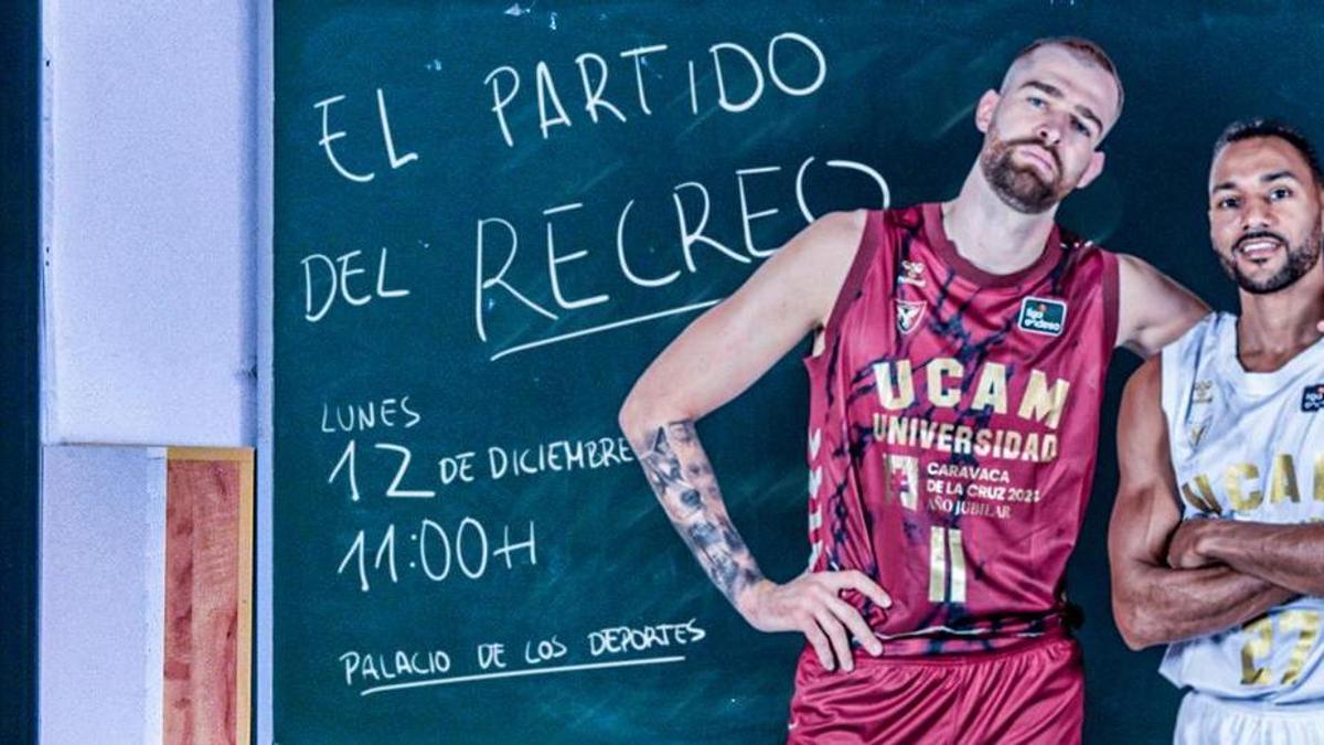 Cartel anunciador del partido con Nemanja Radovic y Sadiel Rojas