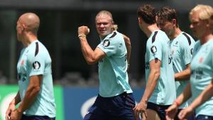 Erling Braut Haaland, en el entrenamiento de este jueves de la selección noruega en Miami. 