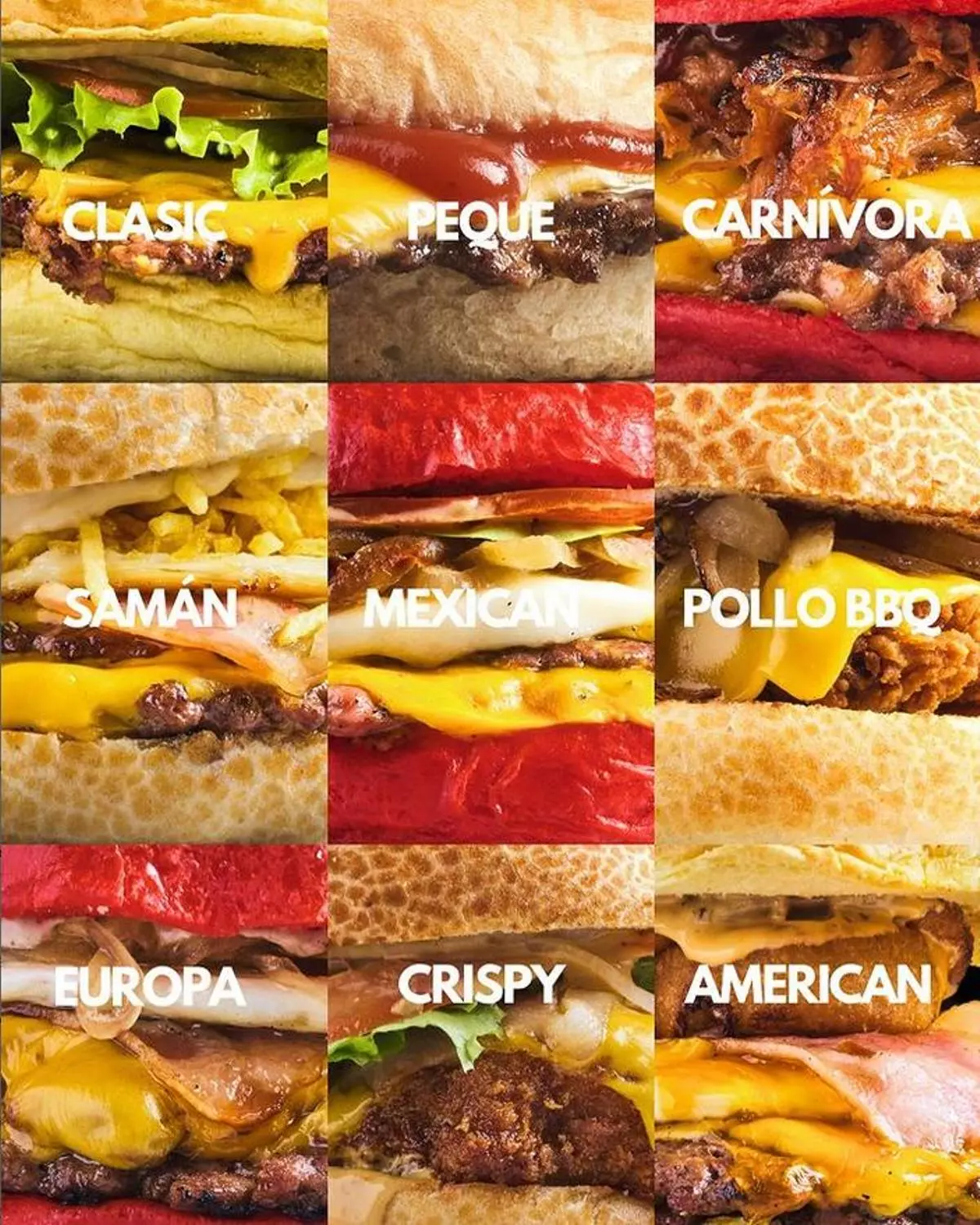Combo de algunas de las hamburguesas que sirven en el Saman Foodtruck. 