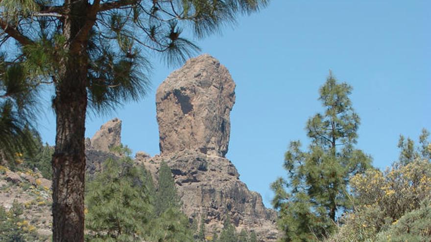 Turistas en el camino de acceso al Roque Nublo.