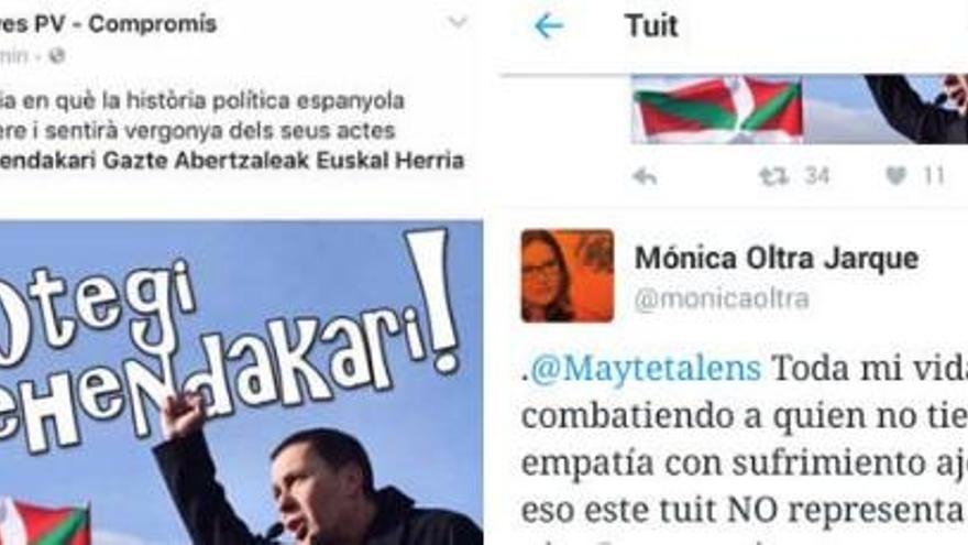 Mónica Oltra censura a sus &quot;cachorros&quot; por apoyar a Otegi