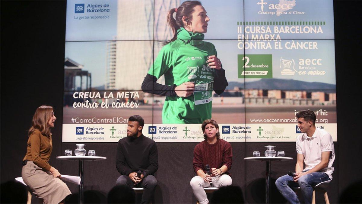 La periodista Carme Barceló junto a Rafinha, Javi López y Carla Suárez
