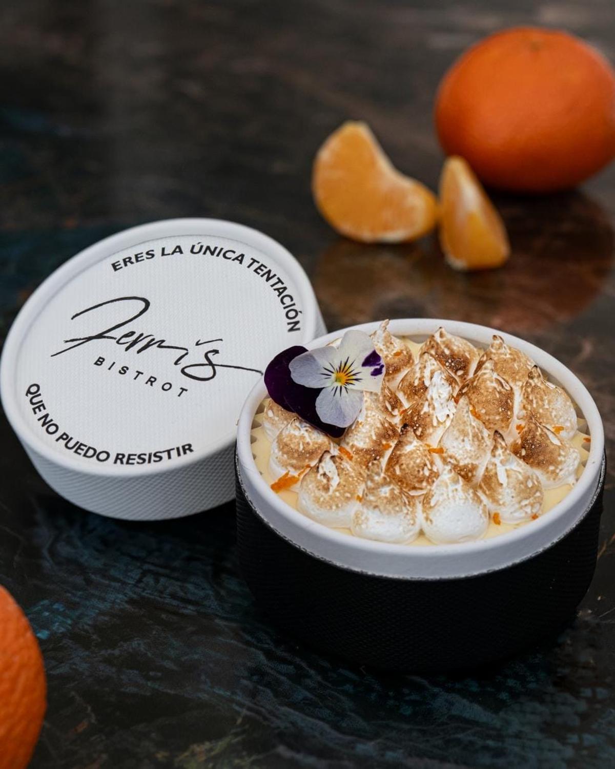 Tarta de Ferri's Bistrot que ha recibido el segundo premio de la Campions Cheesecake, 'Mandarina Imperial'.