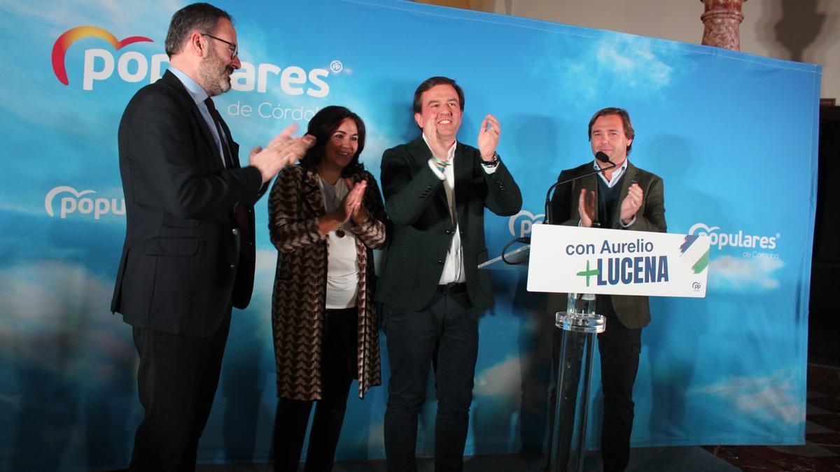 Adolfo Molina, María de la O Redondo, Aurelio Fernández y Antonio Repullo, este viernes en Lucena.