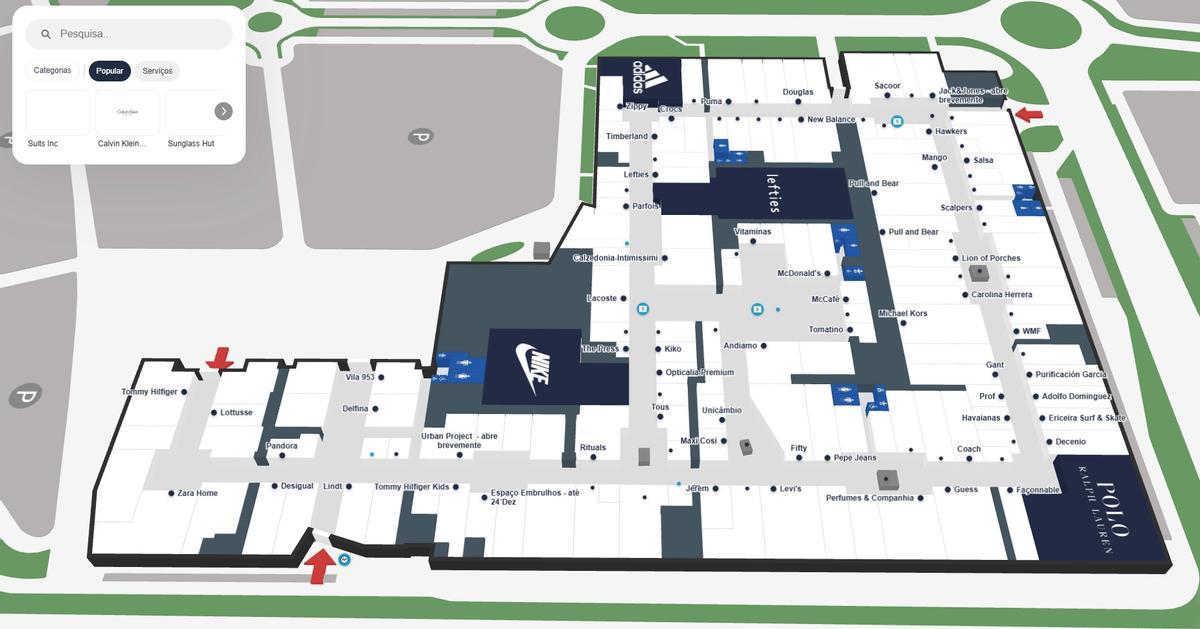 Plano de tiendas del Vila do Conde Porto Fashion Outlet