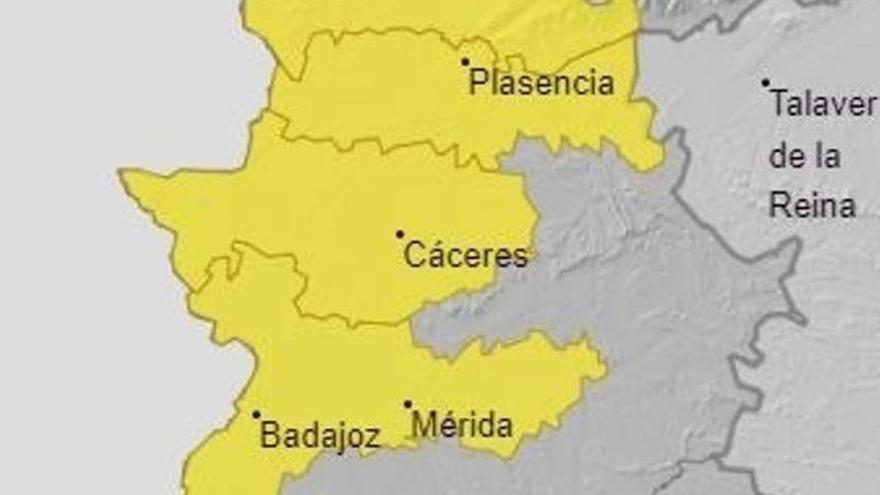 Gran parte de Extremadura permanece en alerta amarilla por lluvias y tormentas