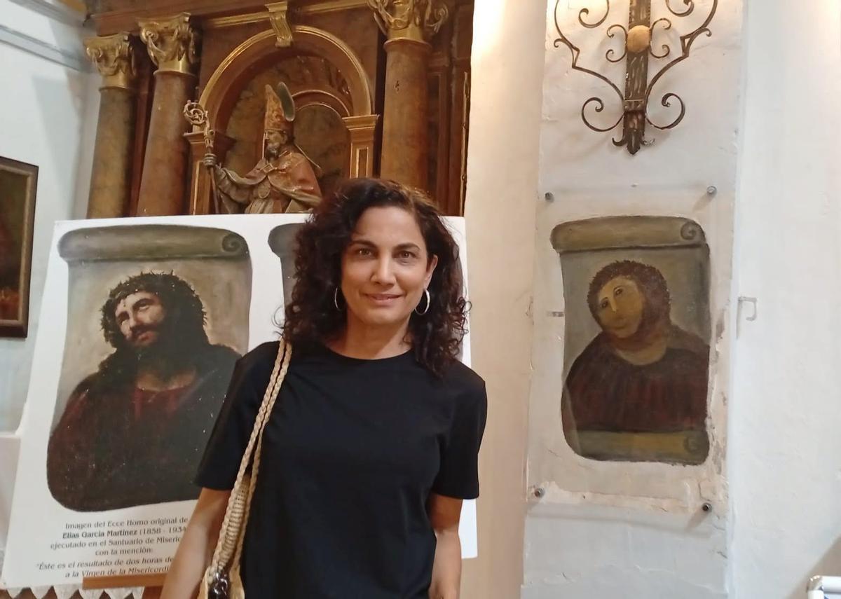 Toni Acosta durante su visita al Ecce Homo de Borja