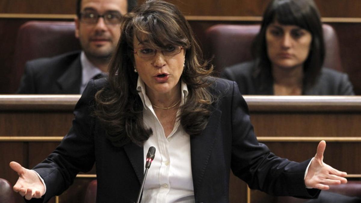 La portavoz del grupo socialista, Soraya Rodríguez, en el Congreso, el pasado 11 de abril.