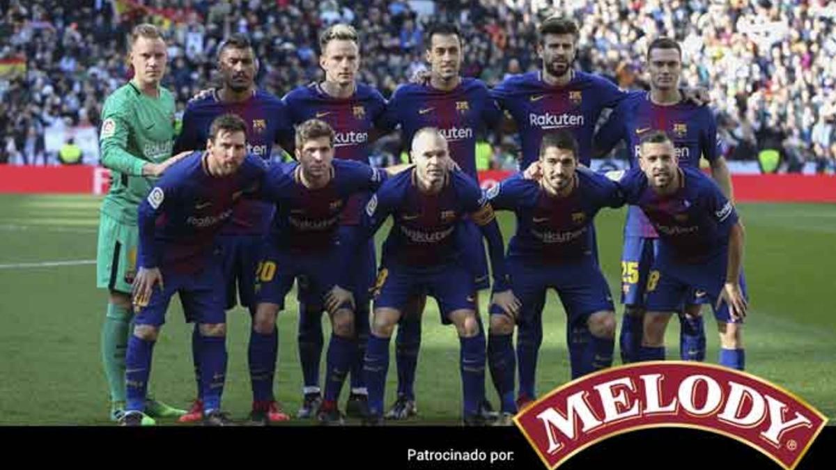 El once con el que el Barça salió a disputar el clásico del Bernabéu