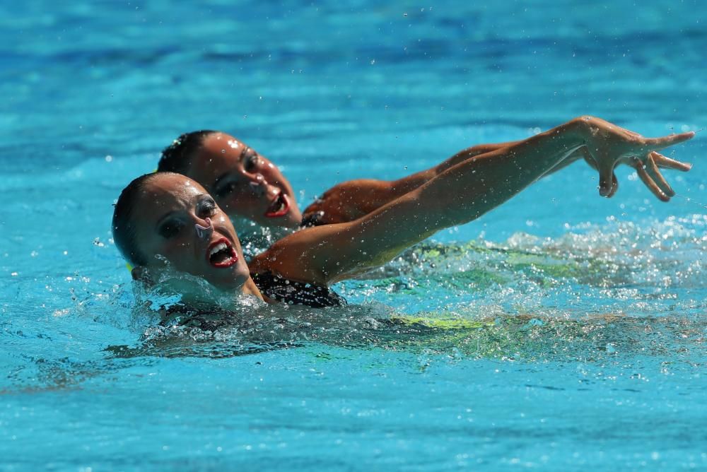 Las mejores imágenes de la natación sincronizada de este lunes 15 de agosto