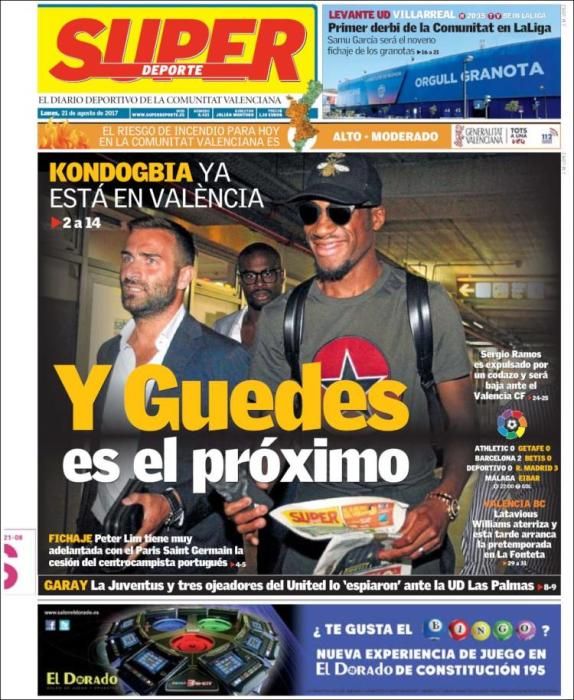 Portadas deportivas del lunes 21 de agosto