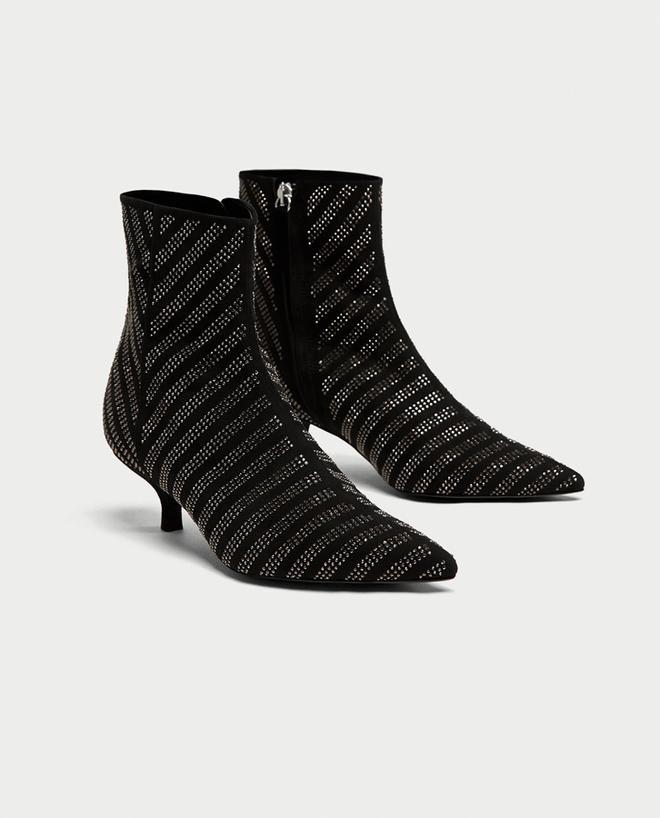 Colección de fiesta de Zara: botines de tacón con brillos