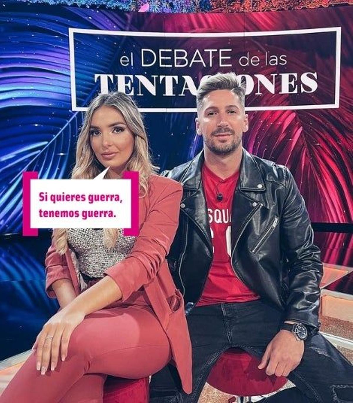 Patri y Lester en el plató de La Isla de las Tentaciones