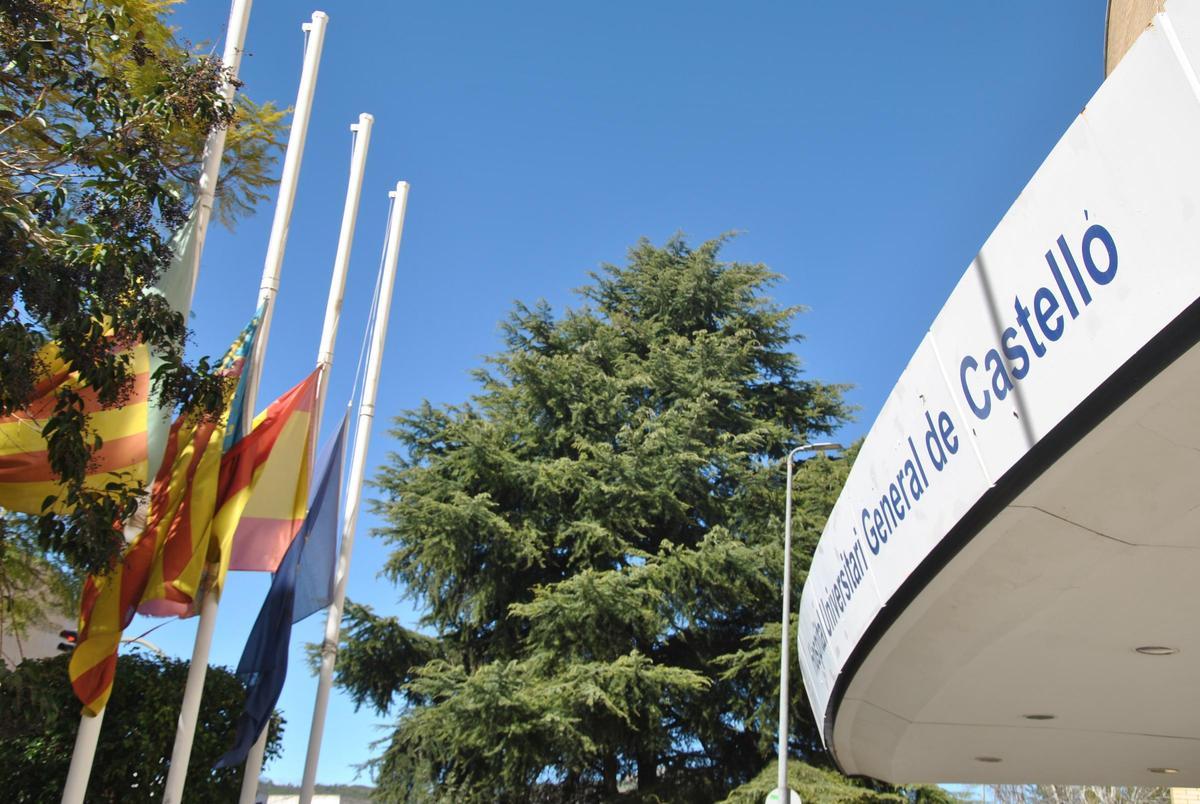 Banderas a media asta en el Hospital General de Castellón