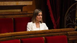 La líder de los Comuns en el Parlament, Jéssica Albiach, en el pleno de los presupuestos.