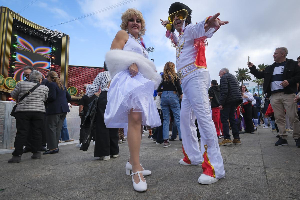 Vicente Presley, de Arucas, y Laura Monroe, de Ingenio, no podían faltar en el Carnaval de Las Vegas.