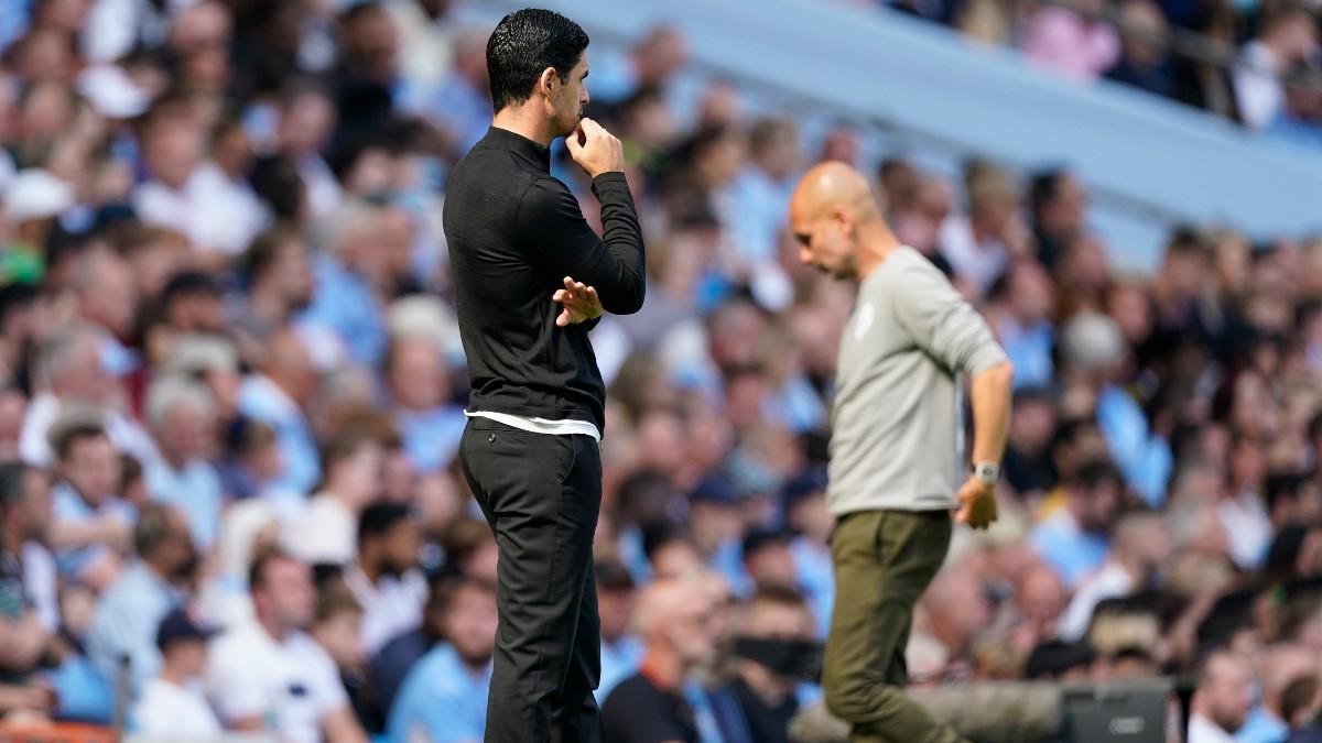 Mikel Arteta y Pep Guardiola, durante un partido entre el Arsenal y el Manchester City