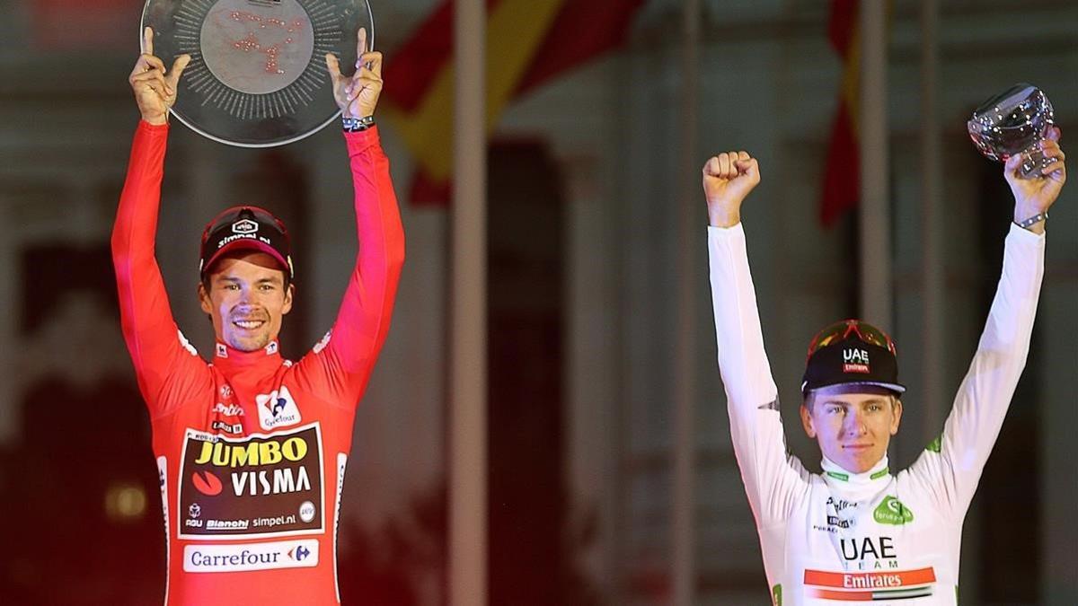 Roglic (izquierda) y Pogacar, en el podio de la Vuelta 2019.